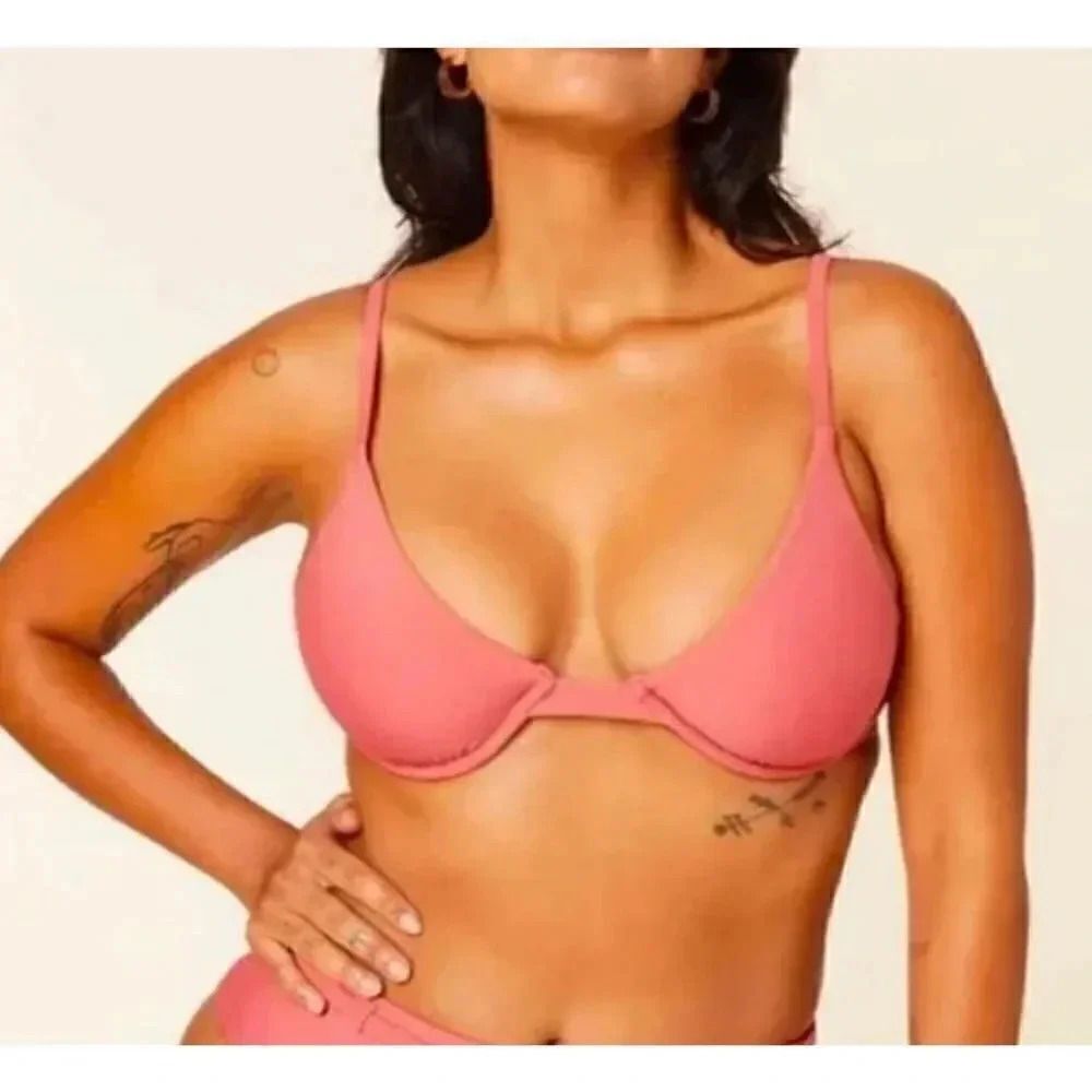 Andie The Sicily Bikini Punch Pink Adjustable Straps Underwire Top
Bra S #1454